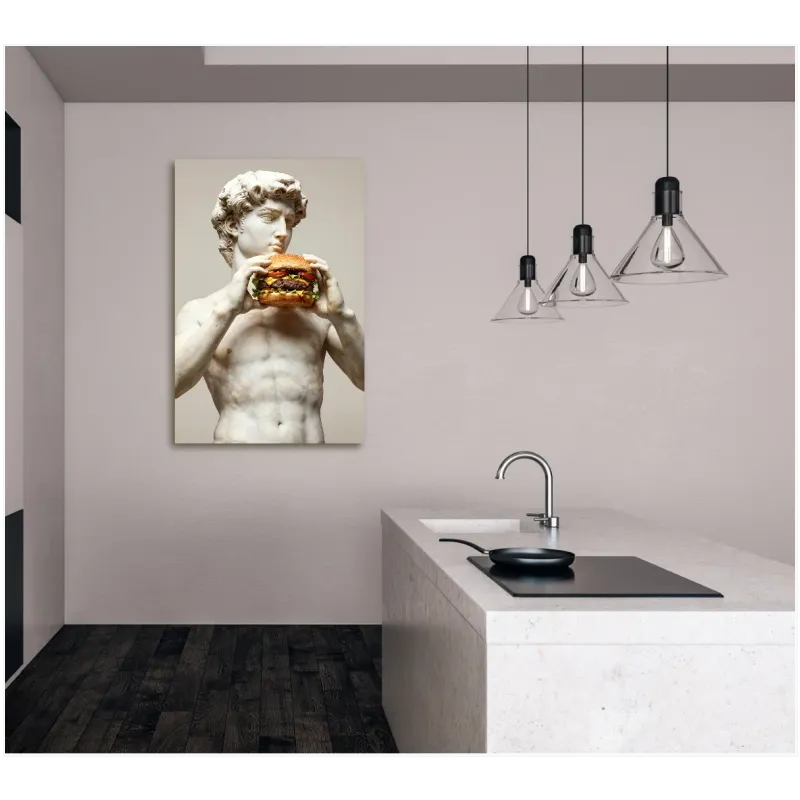 Κλασικό Άγαλμα με Hamburger Σουρεαλιστικό Ποπ Αρτ