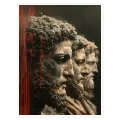 Classical Marble Statues with Red Dripping Paint
