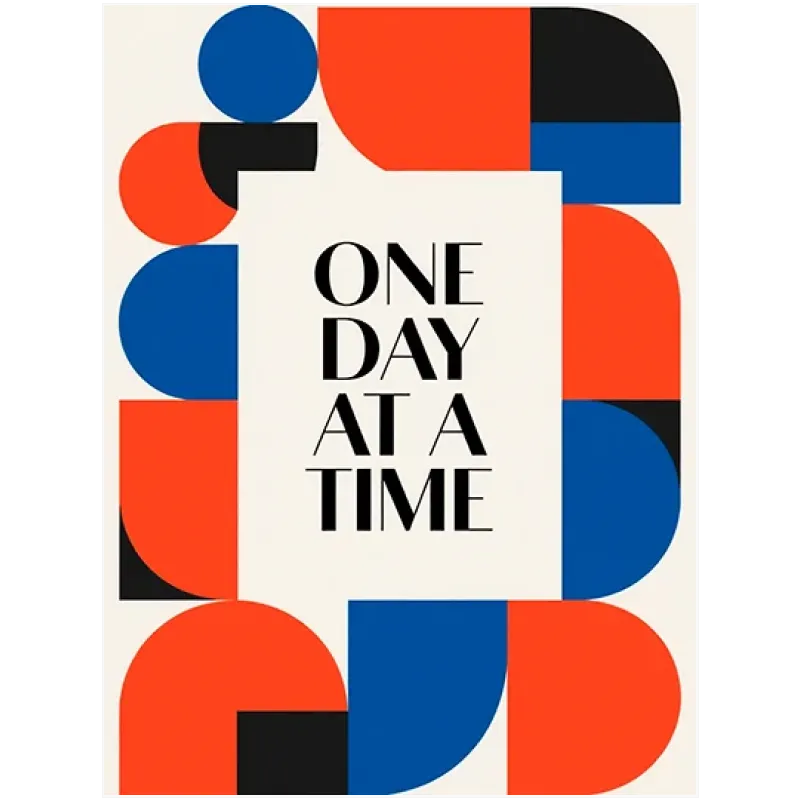 Αφηρημένη Γεωμετρική Σύνθεση με Φράση One Day At A Time