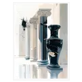 Classical Ionic Columns and Vase Modern Abstract Artwork