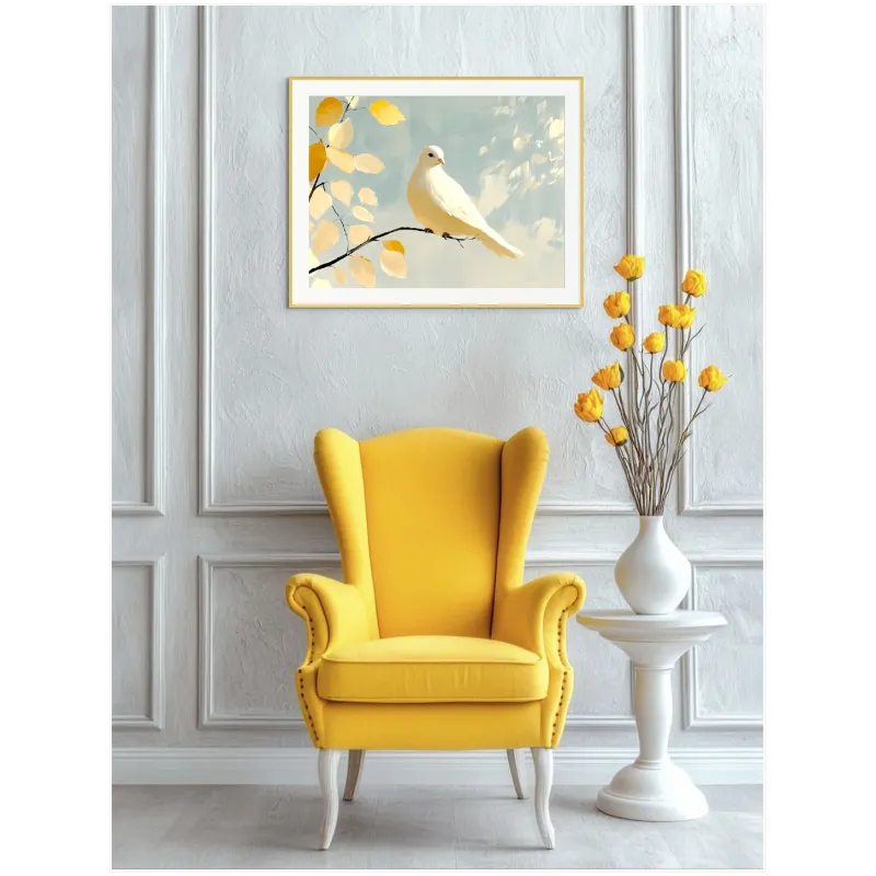 White Dove on Autumn Branch Canvas Art