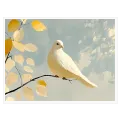 White Dove on Autumn Branch Canvas Art