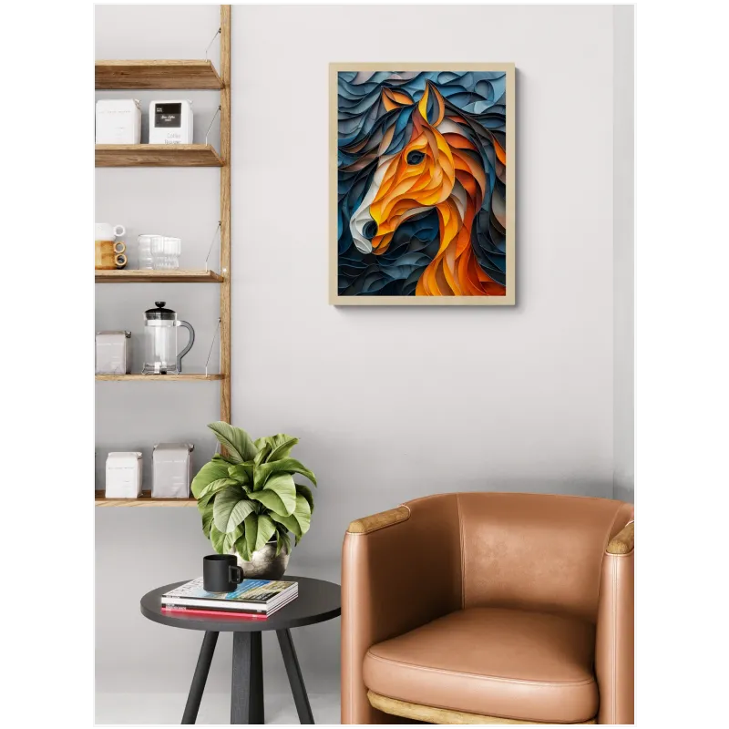 Abstract Horse Portrait Paper Quilling Art Canvas Print