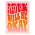Εικαστική Αφίσα Με Φράση Everything Will Be Okay Retro Κόκκινο Πορτοκαλί