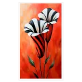 Abstract Striped Flowers in Warm Red Tones