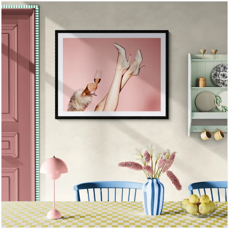 High Heels and Champagne Glass Pink Glamour