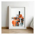 Classical Statue in Orange Robe Modern Abstract Art