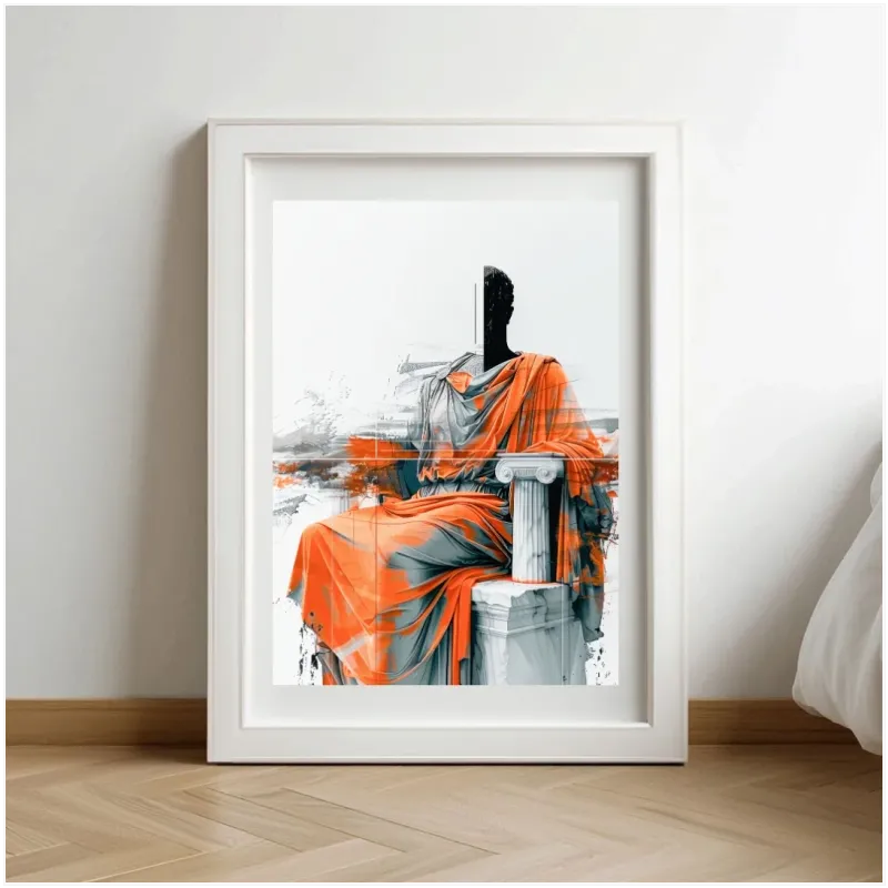 Κλασικό Άγαλμα με Πορτοκαλί Ένδυμα Modern Art
