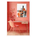 Classical Statue in Orange Robe Modern Abstract Art