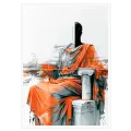Classical Statue in Orange Robe Modern Abstract Art