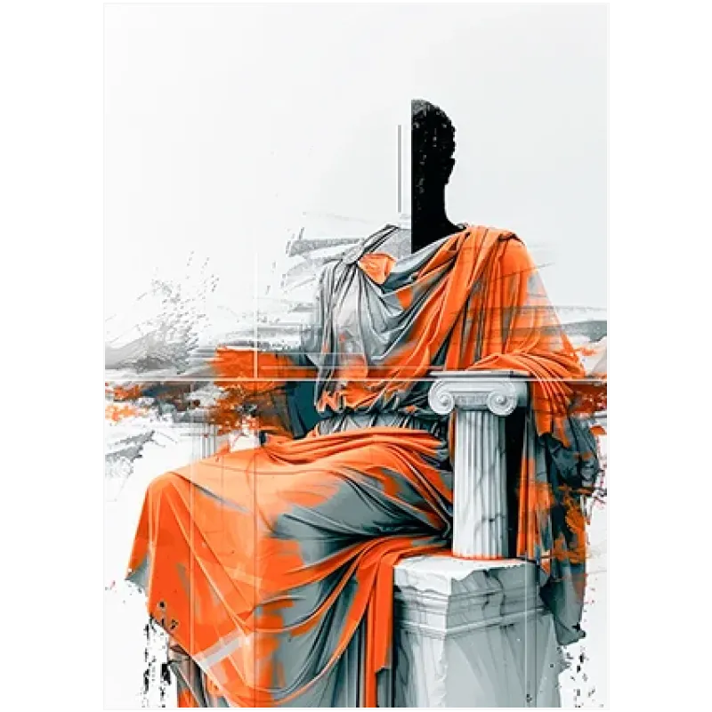 Κλασικό Άγαλμα με Πορτοκαλί Ένδυμα Modern Art