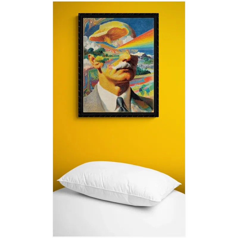 Psychedelic Surrealist Portrait of Man with Mushroom