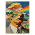 Psychedelic Surrealist Portrait of Man with Mushroom