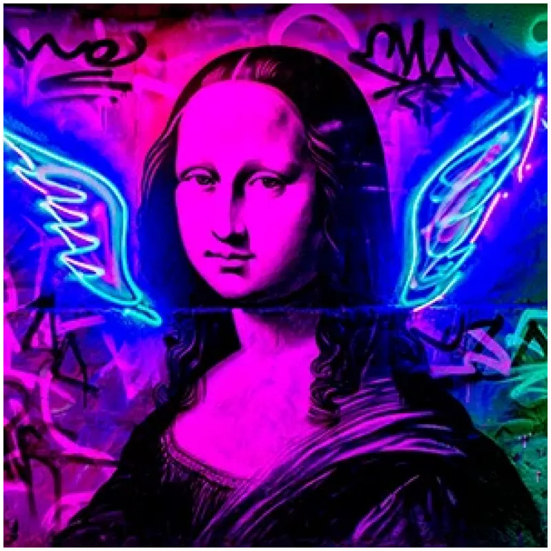 Πορτραίτο Μόνα Λίζα Street Art Νέον Φούξια Μπλε