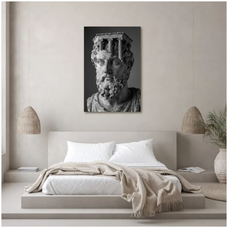 Ancient Philosopher Statue Classic Black and White