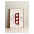 Γέφυρα Golden Gate Minimalistic Κόκκινο Φόντο
