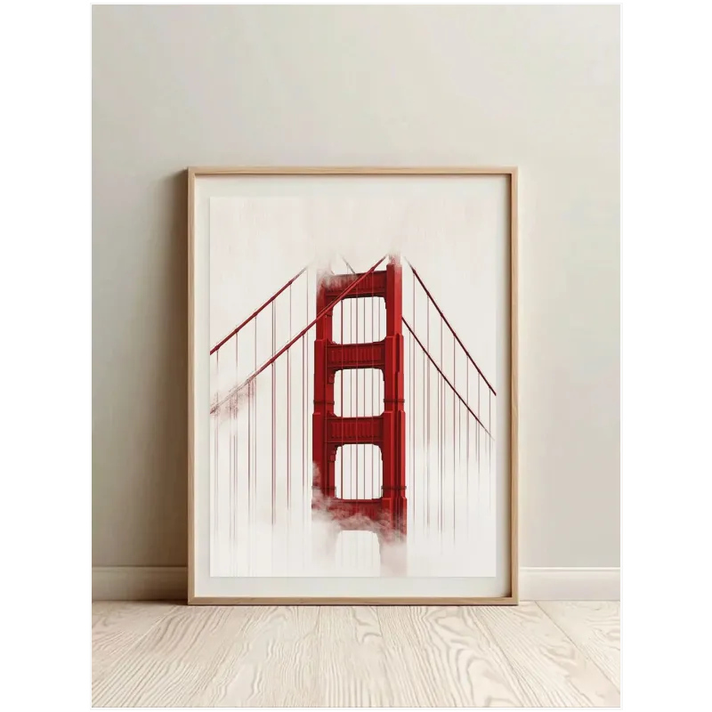 Γέφυρα Golden Gate Minimalistic Κόκκινο Φόντο