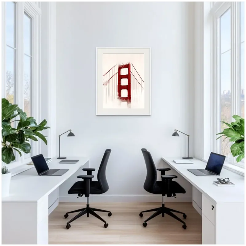 Γέφυρα Golden Gate Minimalistic Κόκκινο Φόντο