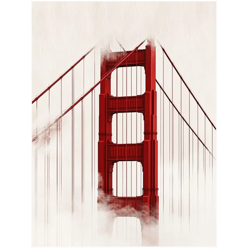 Γέφυρα Golden Gate Minimalistic Κόκκινο Φόντο