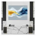 Abstract Wave Flow Modern Canvas Gold Blue