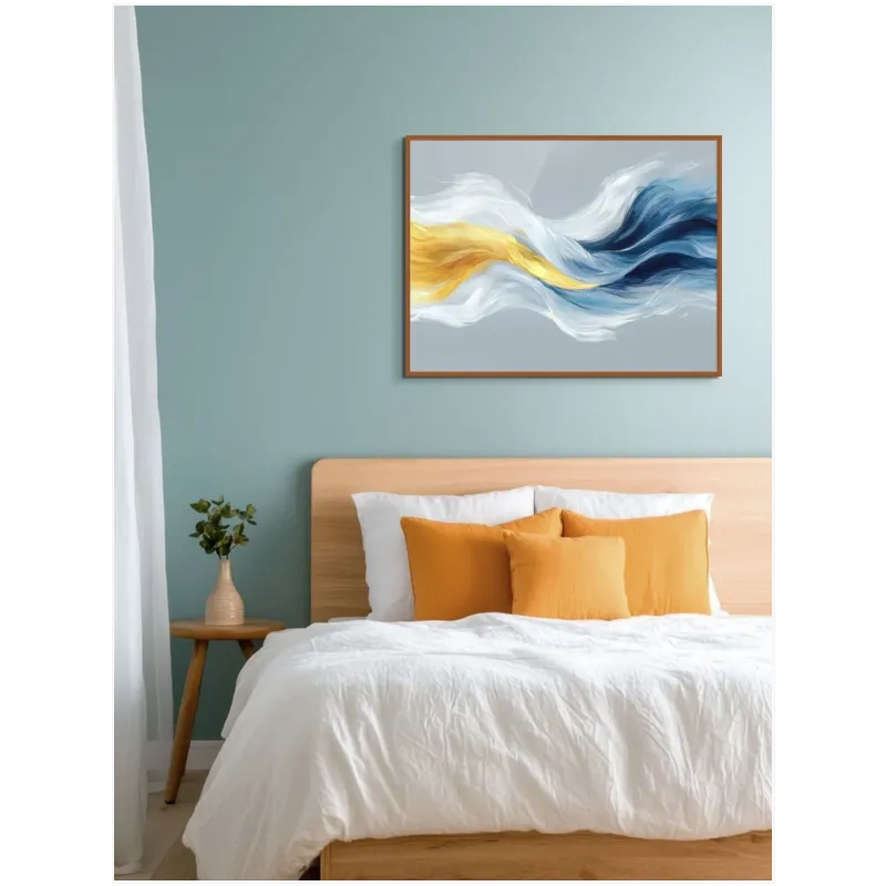 Abstract Wave Flow Modern Canvas Gold Blue