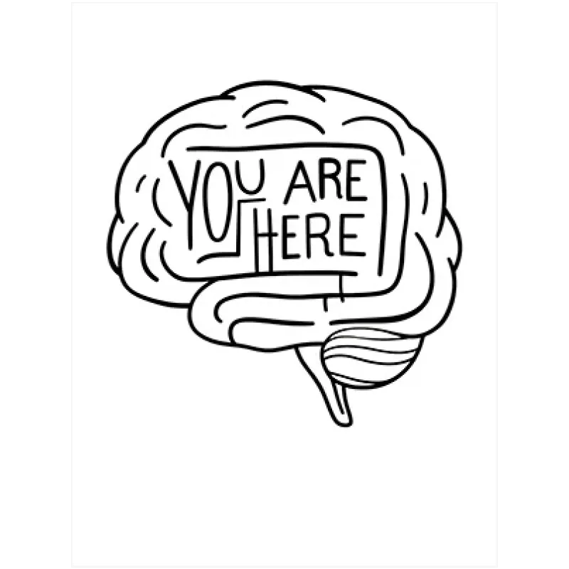 Σχέδιο Εγκέφαλος You Are Here Ασπρόμαυρο Minimal