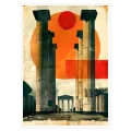 Αρχαίοι Κίονες Abstract Σύνθεση Πορτοκαλί Κόκκινο