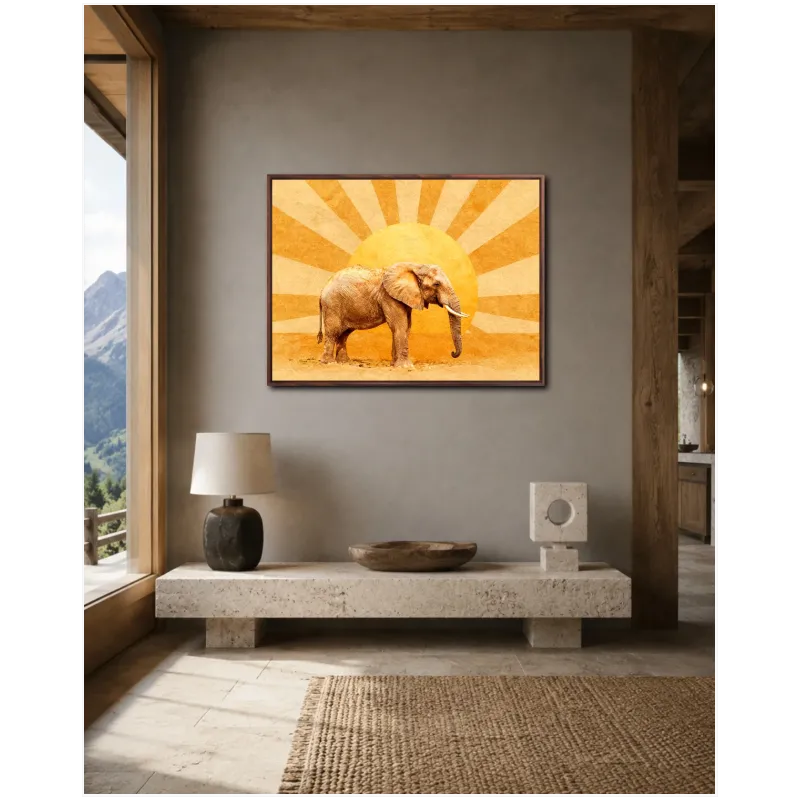 Majestic Elephant Safari Sun Retro Yellow