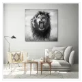 Roaring Lion Dynamic Black and White Wildlife Artwork