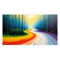 Vibrant Forest Path Abstract Landscape Canvas Print