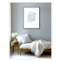 Ancient Greek Agora Minimal Line Art Blue
