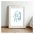 Ancient Greek Agora Minimal Line Art Blue