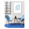 Ancient Greek Agora Minimal Line Art Blue