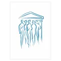 Ancient Greek Agora Minimal Line Art Blue